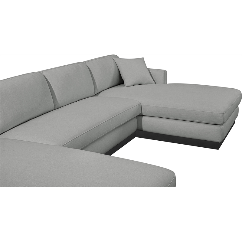 Meridian Furniture Johanna Grey Linen Textured Fabric 3pc. Sectional