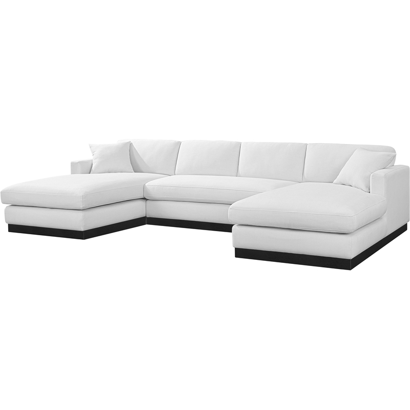 Meridian Furniture Johanna White Linen Textured Fabric 3pc. Sectional