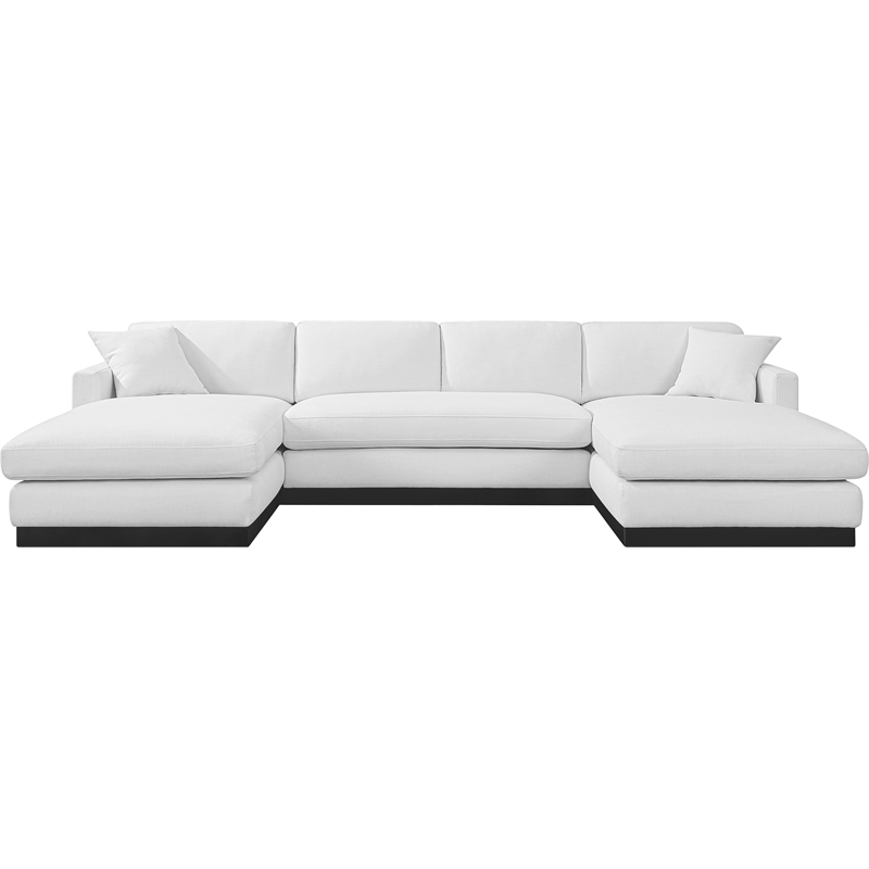 Meridian Furniture Johanna White Linen Textured Fabric 3pc. Sectional