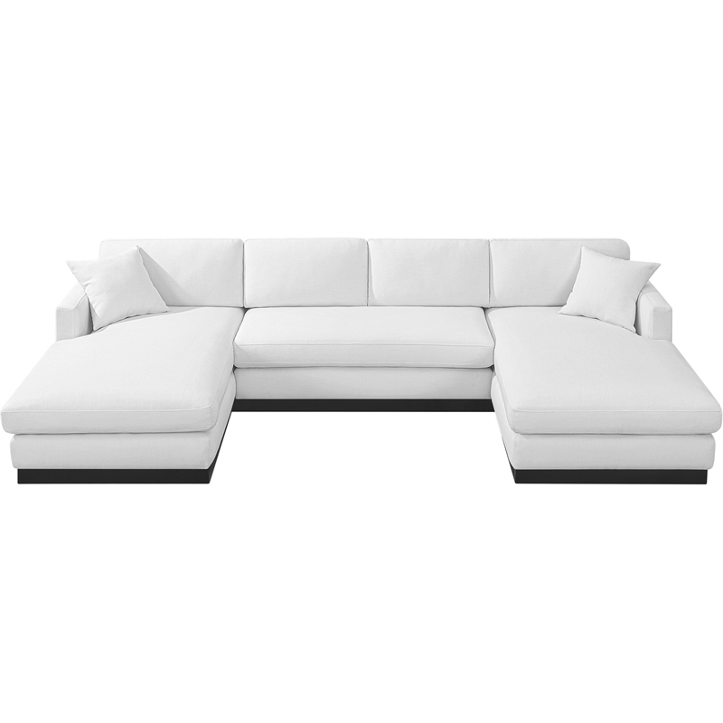 Meridian Furniture Johanna White Linen Textured Fabric 3pc. Sectional