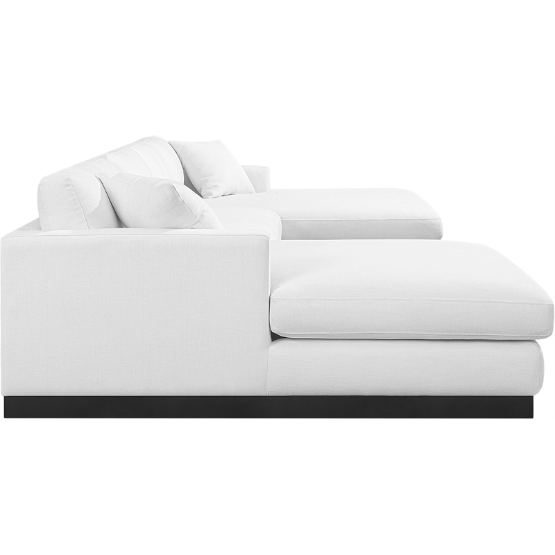 Meridian Furniture Johanna White Linen Textured Fabric 3pc. Sectional