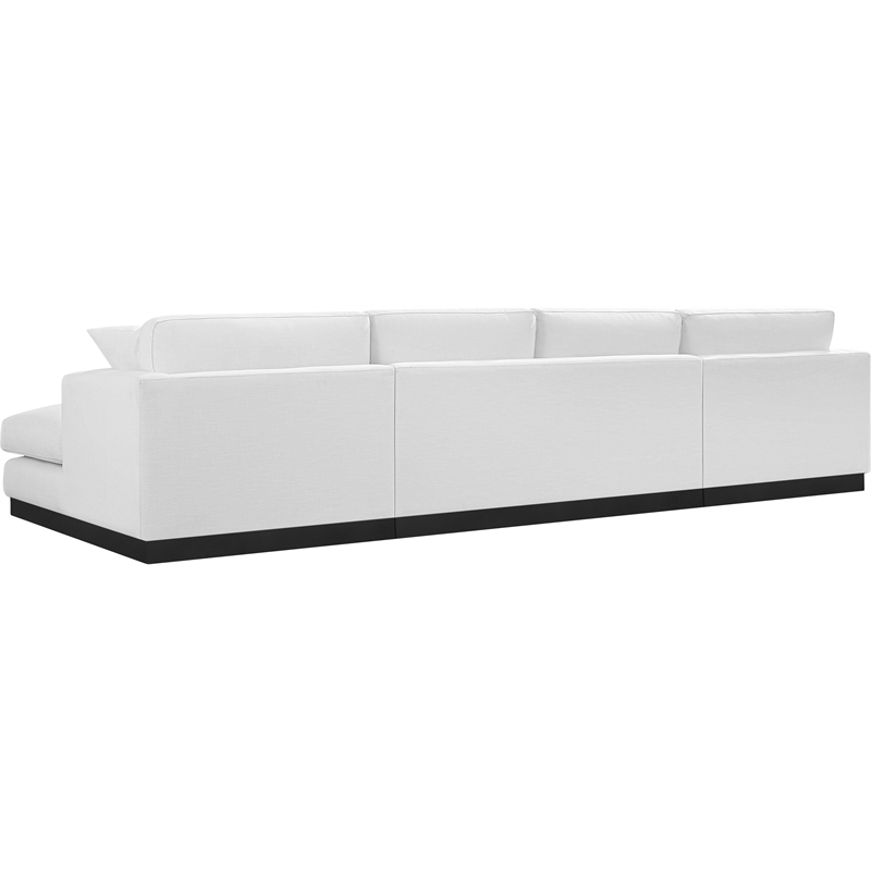 Meridian Furniture Johanna White Linen Textured Fabric 3pc. Sectional