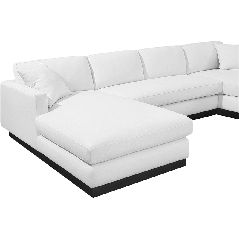 Meridian Furniture Johanna White Linen Textured Fabric 3pc. Sectional