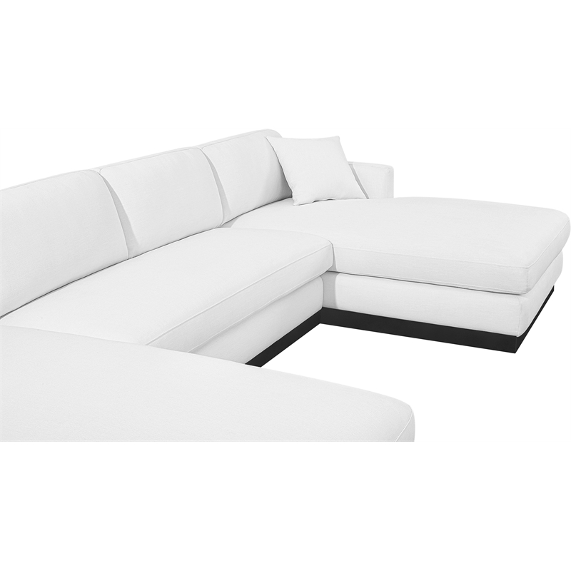 Meridian Furniture Johanna White Linen Textured Fabric 3pc. Sectional
