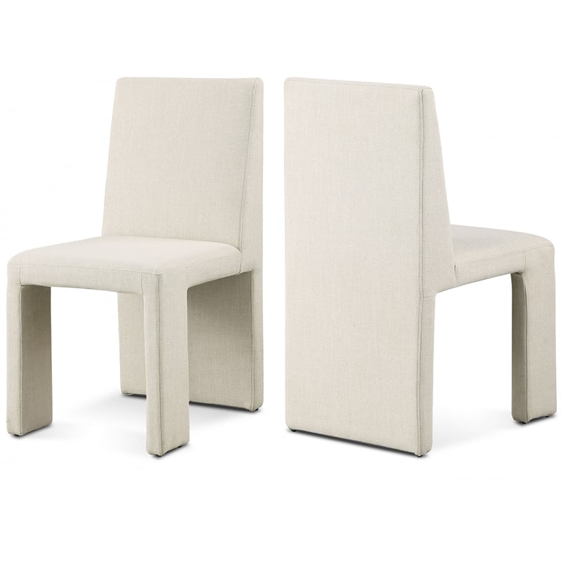 Meridian Furniture Benson Beige Linen Textured Fabric Dining Chair (Set of 2)