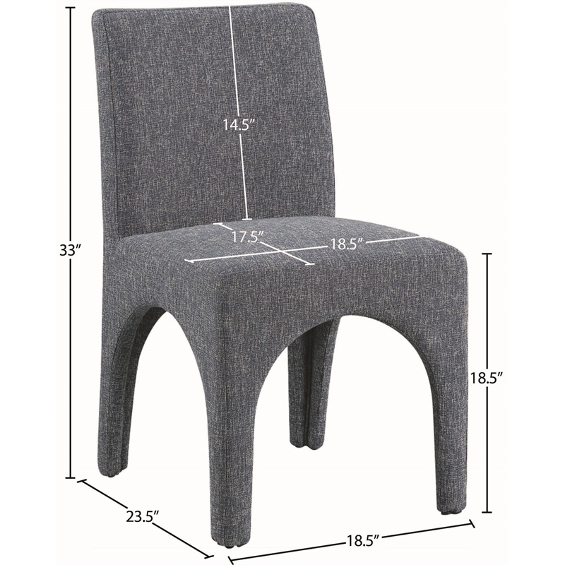 Meridian Furniture Gramercy Blue Linen Textured Fabric Dining Chair (Set of 2)