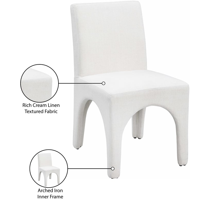 Meridian Furniture Gramercy Cream Linen Textured Fabric Dining Chair (Set of 2)