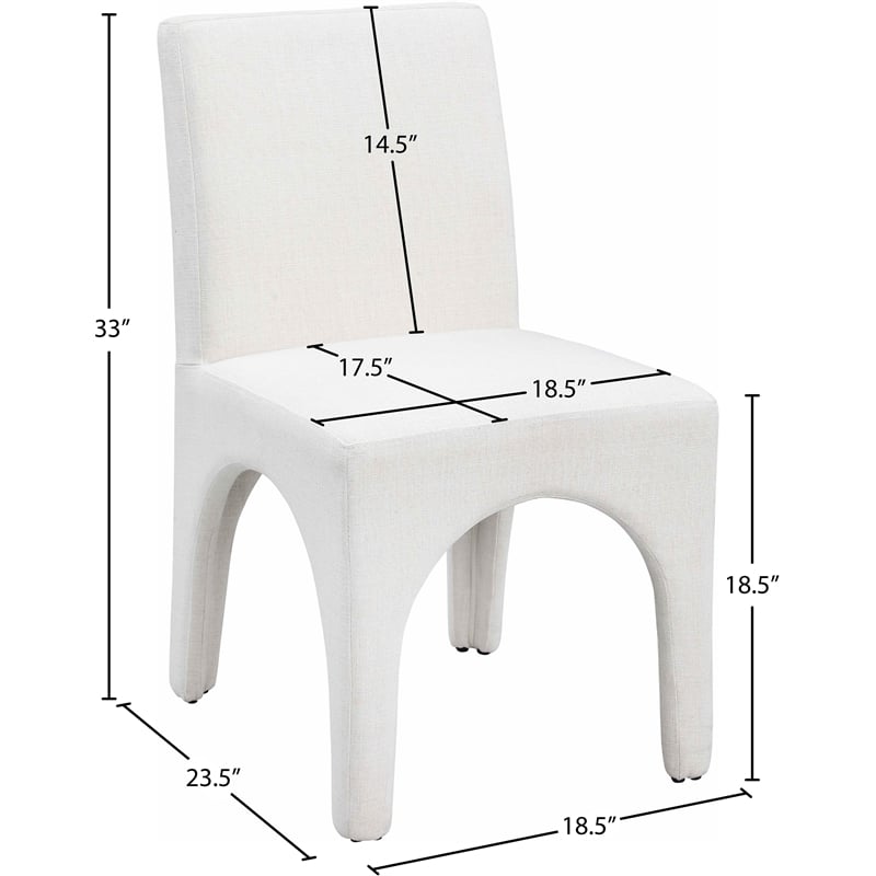 Meridian Furniture Gramercy Cream Linen Textured Fabric Dining Chair (Set of 2)