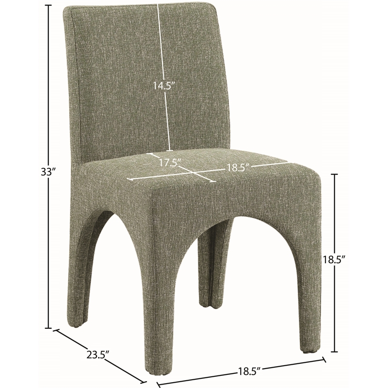 Meridian Furniture Gramercy Green Linen Textured Fabric Dining Chair (Set of 2)