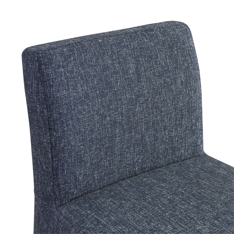 Meridian Furniture Gramercy Blue Linen Textured Fabric Stool