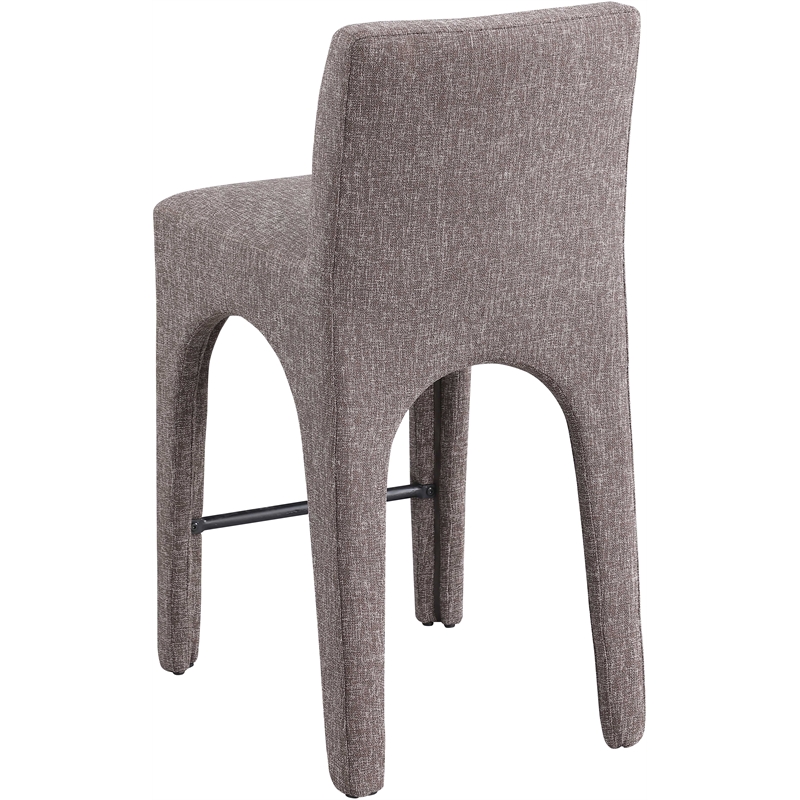 Meridian Furniture Gramercy Brown Linen Textured Fabric Stool