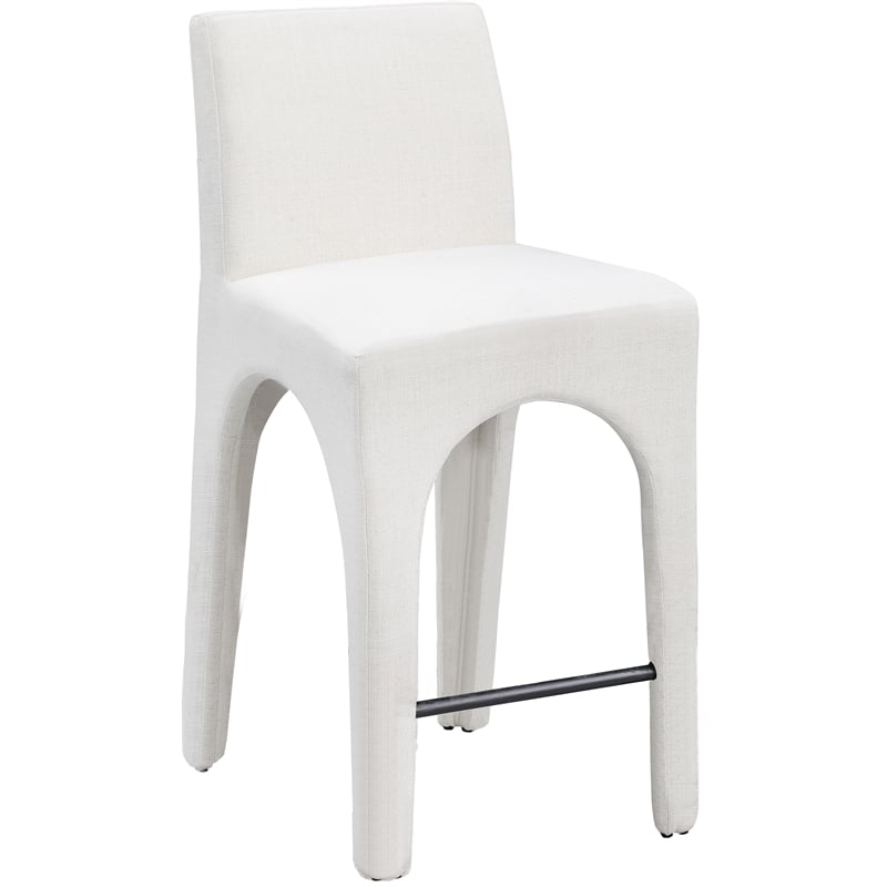 Meridian Furniture Gramercy Cream Linen Textured Fabric Stool