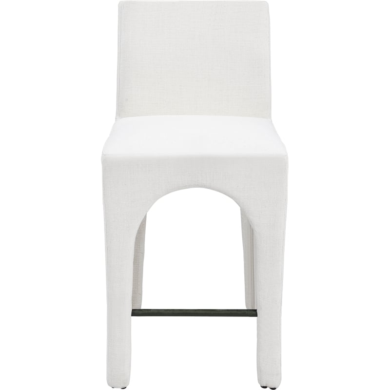 Meridian Furniture Gramercy Cream Linen Textured Fabric Stool
