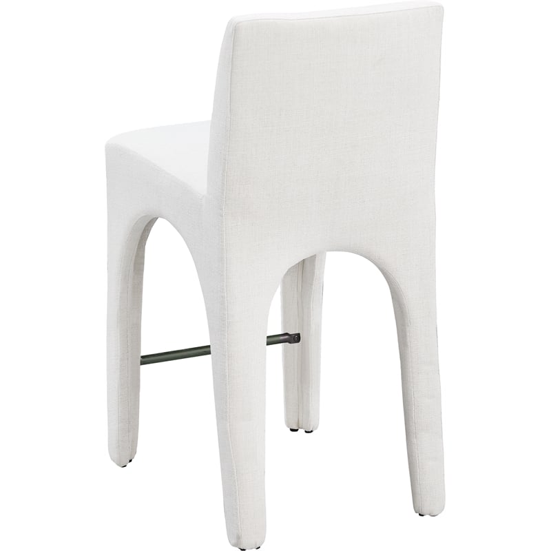 Meridian Furniture Gramercy Cream Linen Textured Fabric Stool