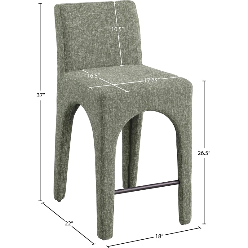 Meridian Furniture Gramercy Green Linen Textured Fabric Stool