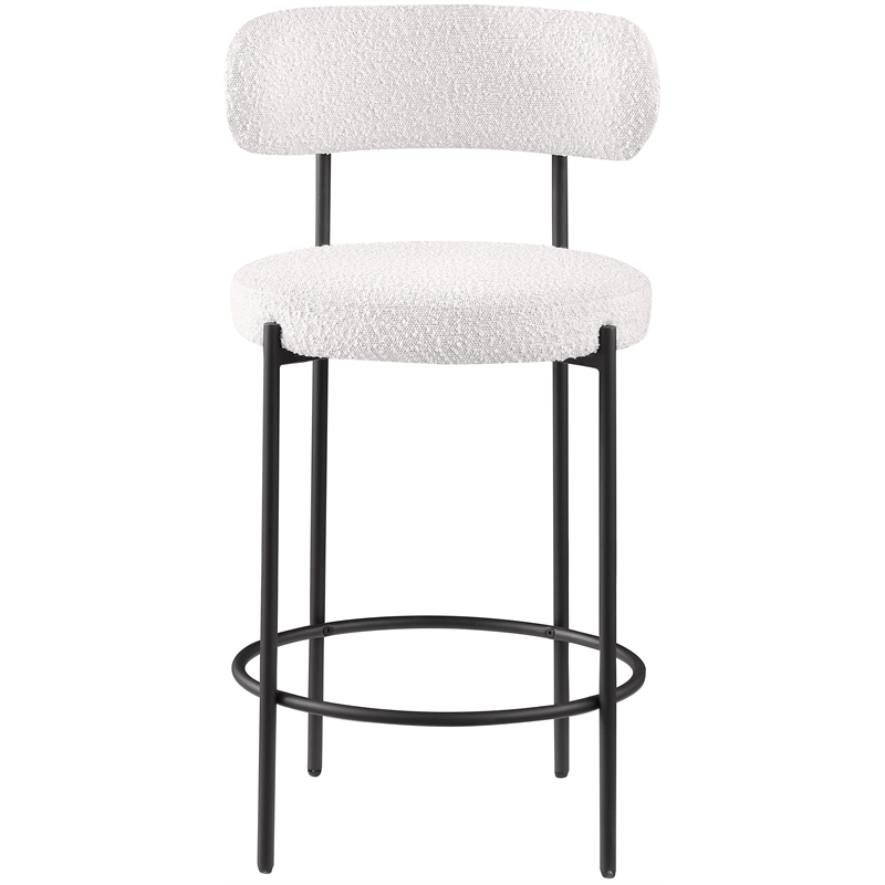 Meridian Furniture Beacon Cream Boucle Fabric Stool (Set of 2)
