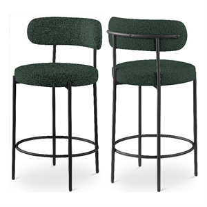 Meridian Furniture Beacon Green Boucle Fabric Stool (Set of 2)
