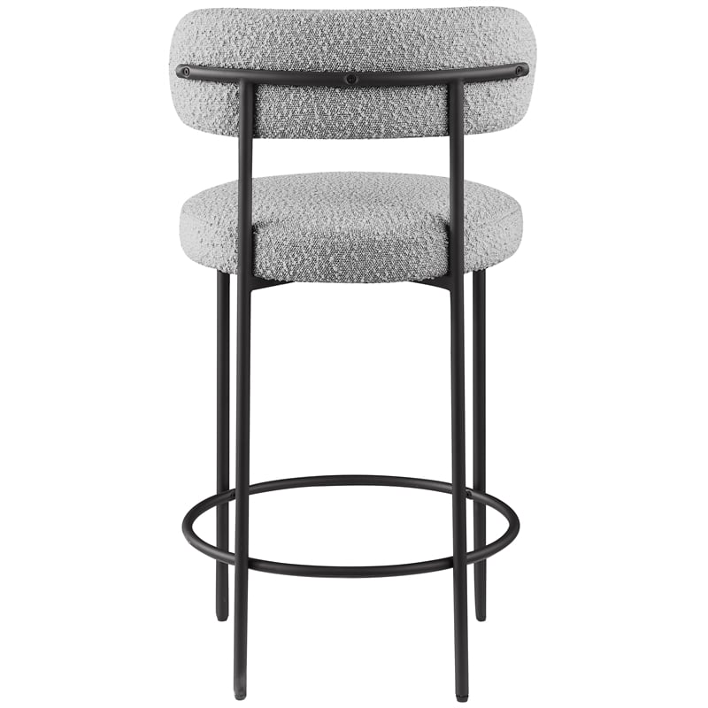 Meridian Furniture Beacon Grey Boucle Fabric Stool (Set of 2)