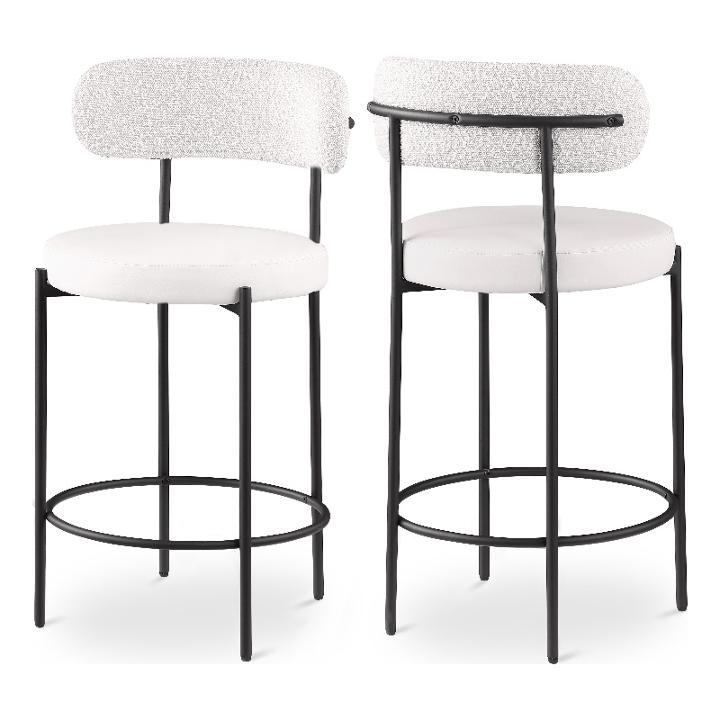 Meridian Furniture Beacon Cream Vegan Leather Seat Stool (Set of 2)