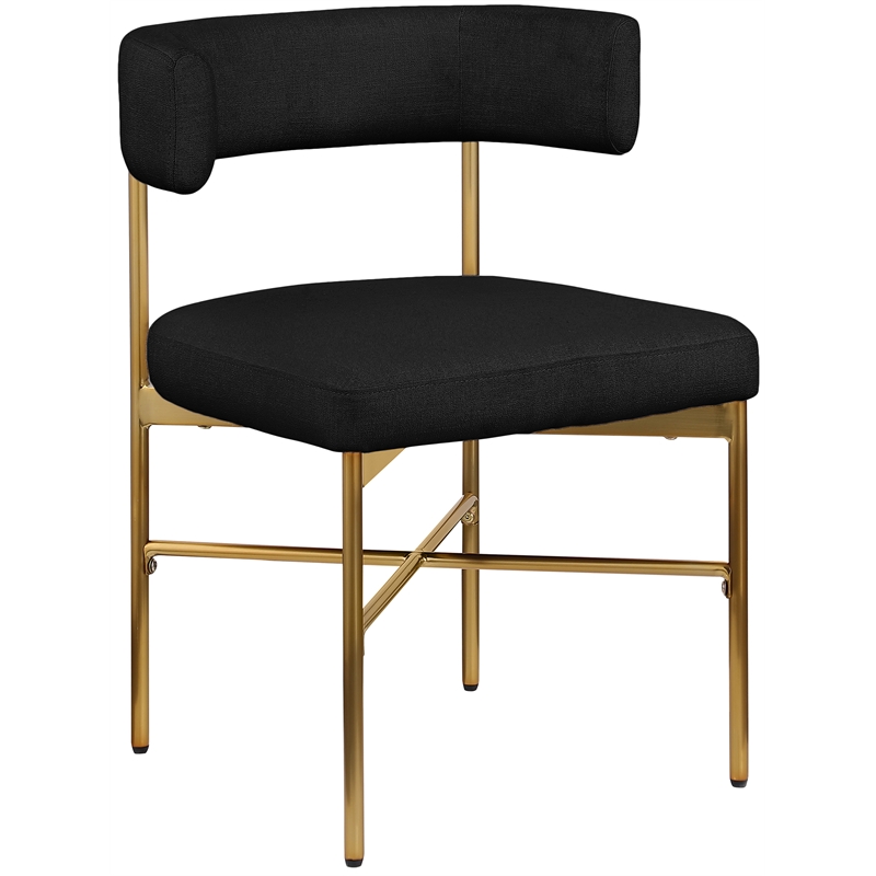 Meridian Furniture Rivage Black Linen Textured Fabric Dining Chair (Set of 2)