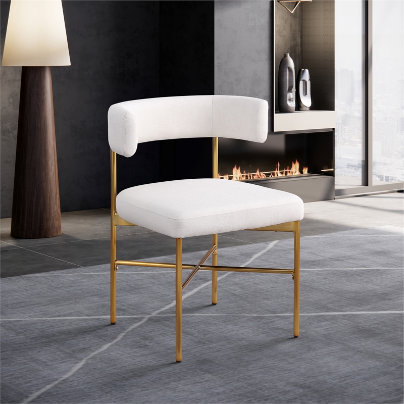 Meridian Furniture Rivage Cream Linen Textured Fabric Dining Chair (Set of 2)