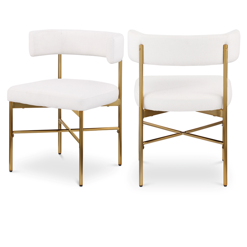 Meridian Furniture Rivage Cream Linen Textured Fabric Dining Chair (Set of 2)