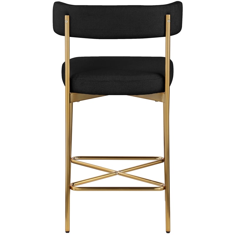 Meridian Furniture Rivage Black Durable Linen Textured Fabric Stool (Set of 2)
