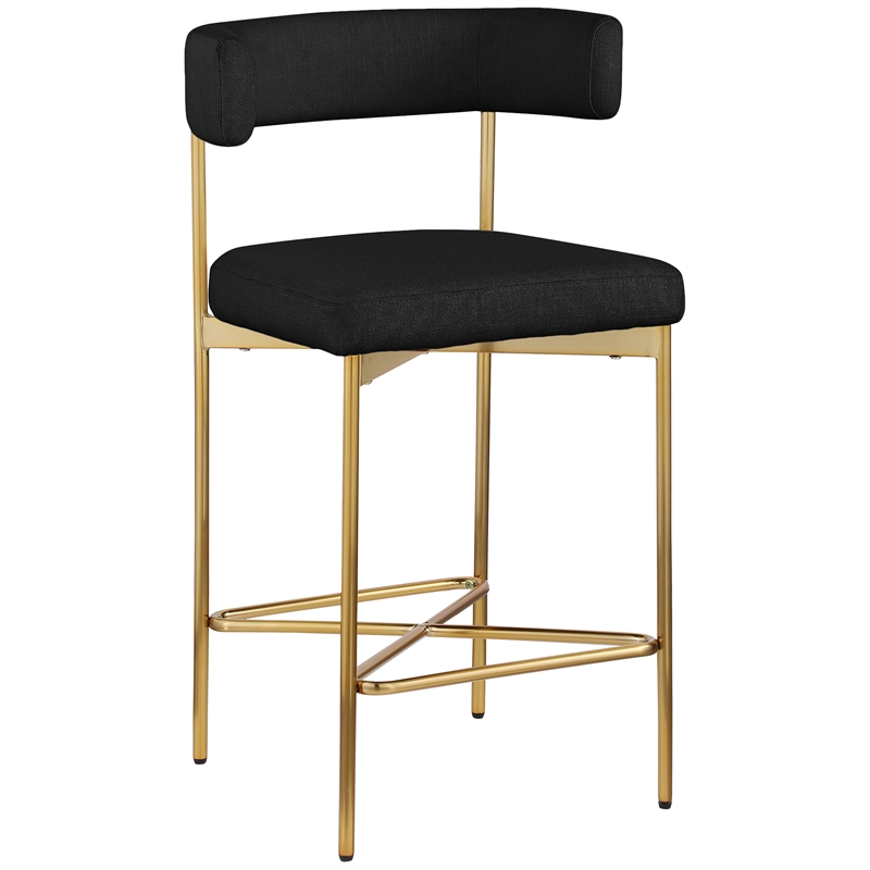 Meridian Furniture Rivage Black Durable Linen Textured Fabric Stool (Set of 2)