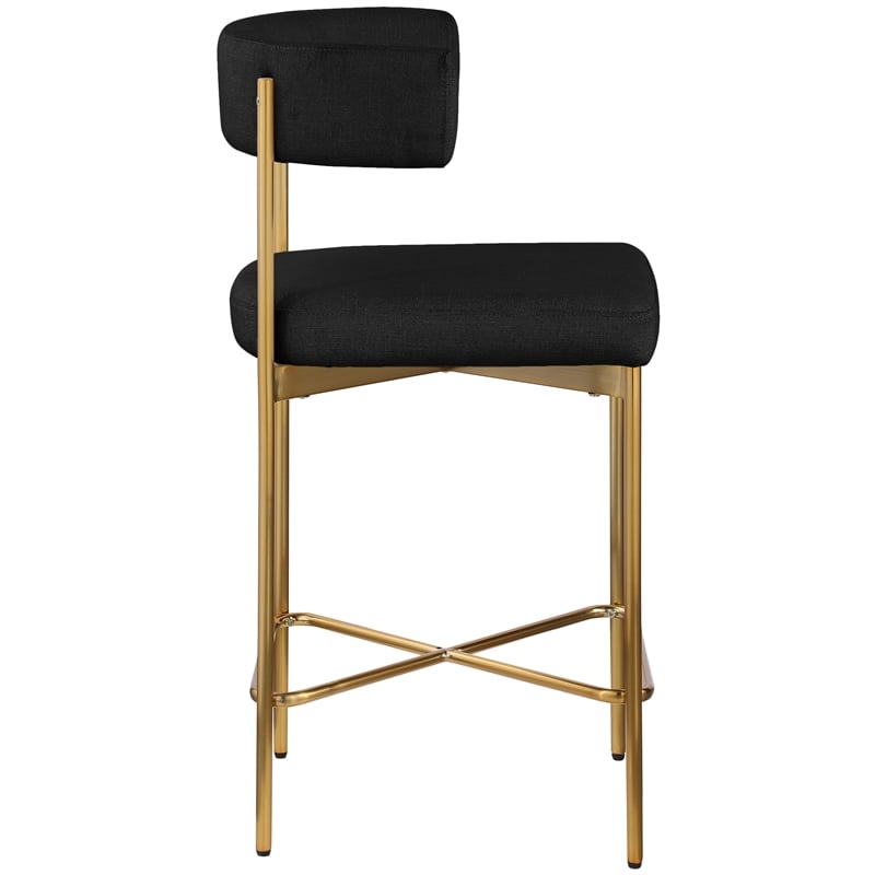 Meridian Furniture Rivage Black Durable Linen Textured Fabric Stool (Set of 2)