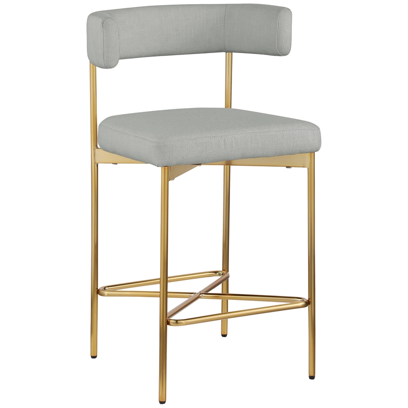 Meridian Furniture Rivage Light Grey Linen Textured Fabric Stool (Set of 2)