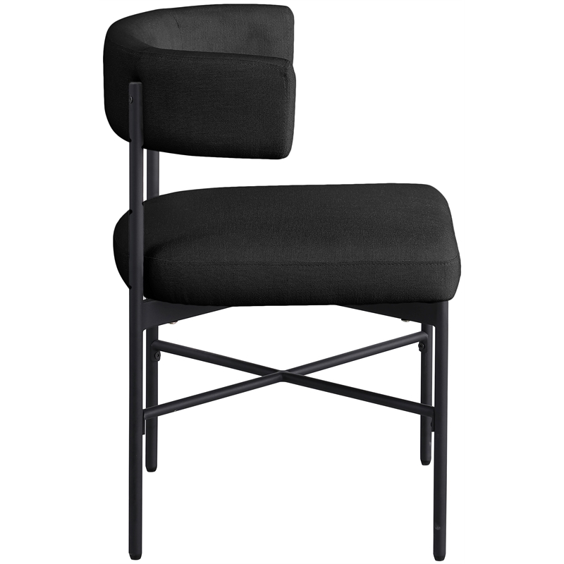 Meridian Furniture Rivage Black Linen Textured Fabric Dining Chair (Set of 2)