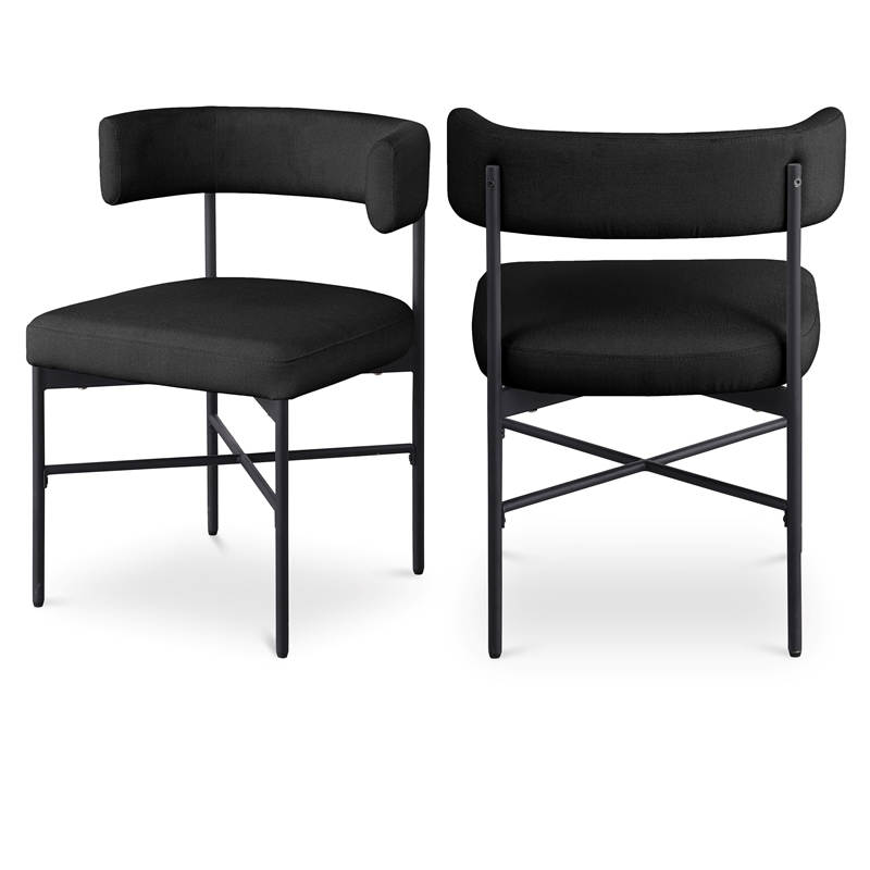 Meridian Furniture Rivage Black Linen Textured Fabric Dining Chair (Set of 2)