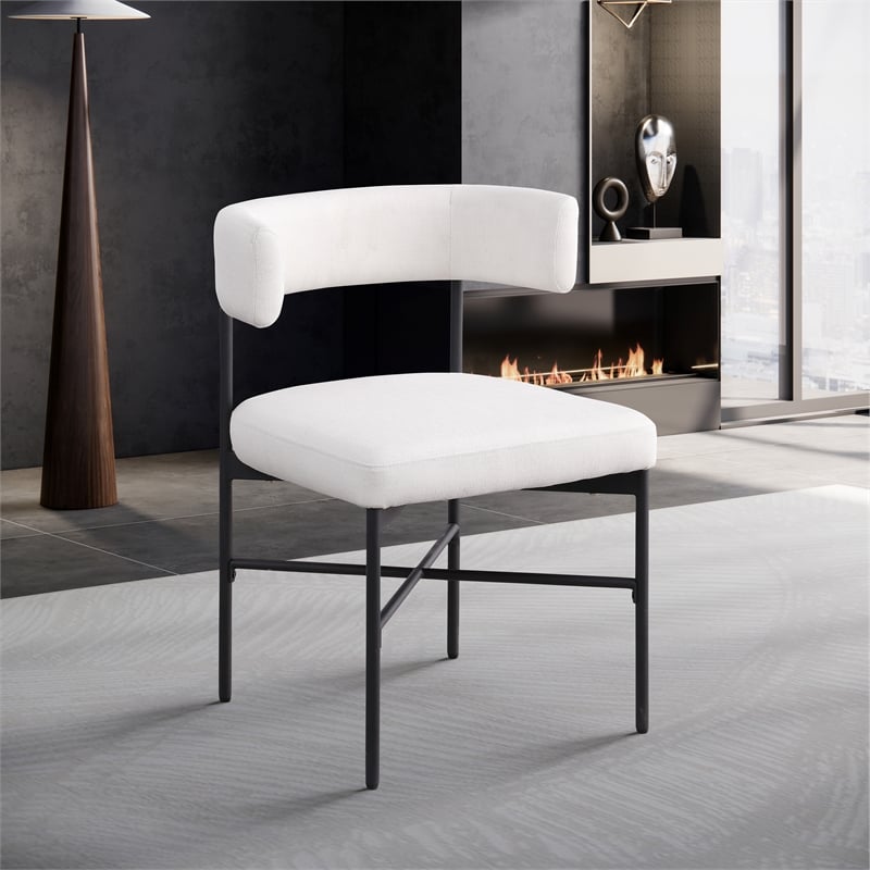 Meridian Furniture Rivage Cream Linen Textured Fabric Dining Chair (Set of 2)