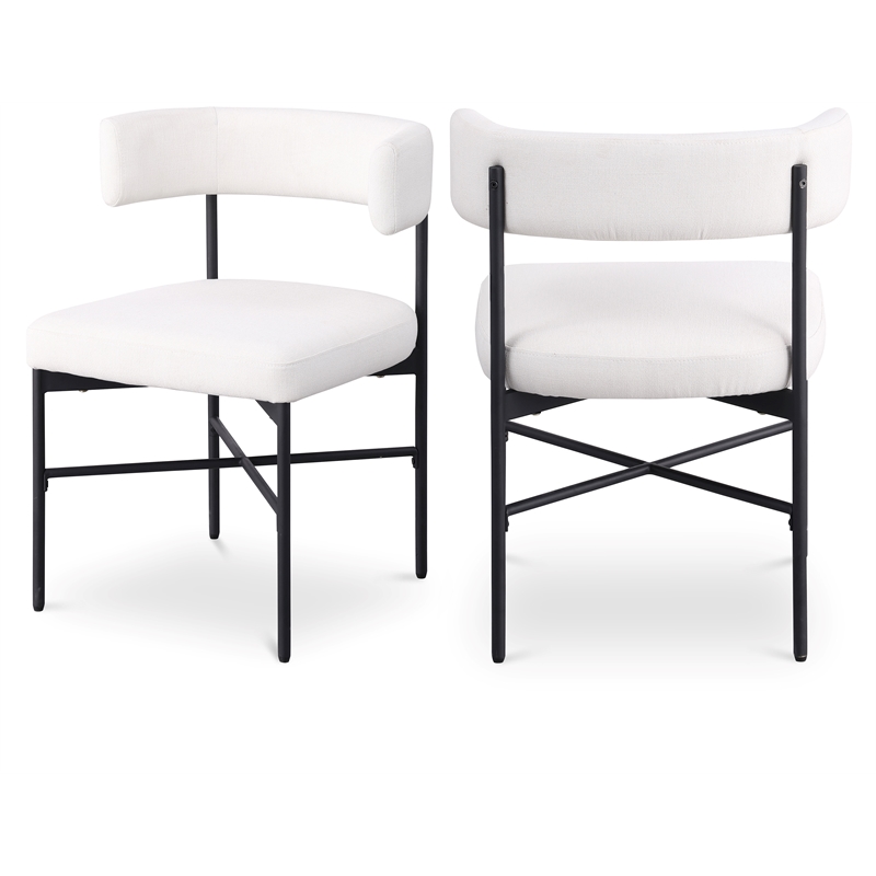 Meridian Furniture Rivage Cream Linen Textured Fabric Dining Chair (Set of 2)