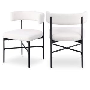 Meridian Furniture Rivage Cream Linen Textured Fabric Dining Chair (Set of 2)
