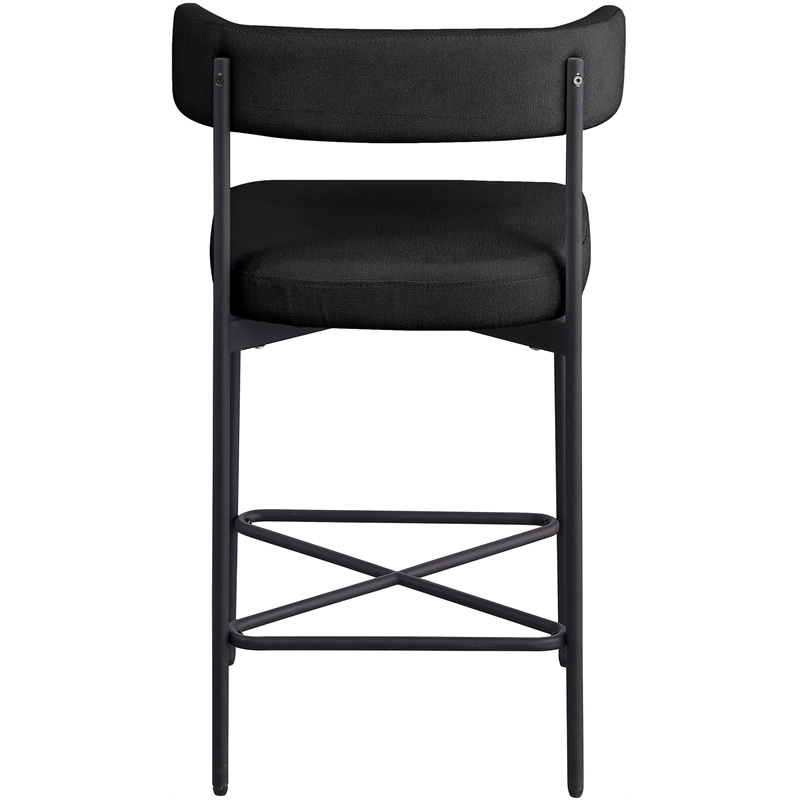 Meridian Furniture Rivage Black Durable Linen Textured Fabric Stool (Set of 2)