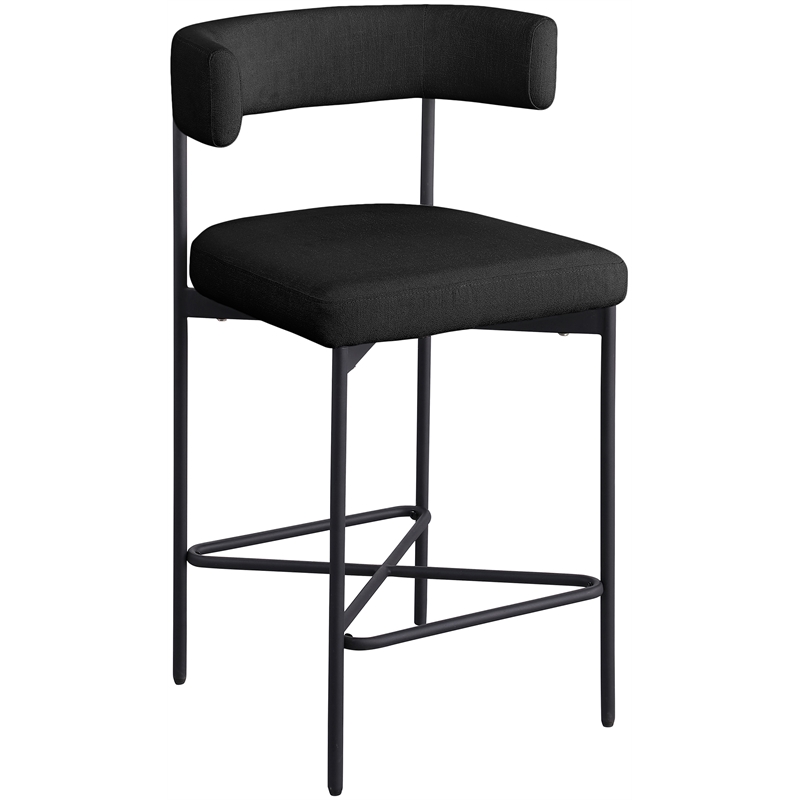 Meridian Furniture Rivage Black Durable Linen Textured Fabric Stool (Set of 2)