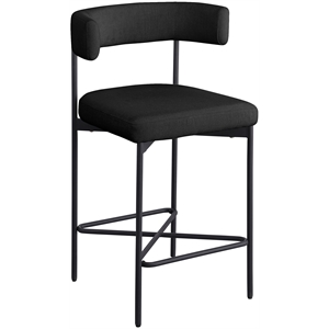 Meridian Furniture Rivage Black Durable Linen Textured Fabric Stool (Set of 2)