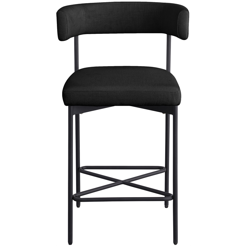 Meridian Furniture Rivage Black Durable Linen Textured Fabric Stool (Set of 2)