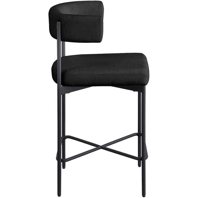 Meridian Furniture Rivage Black Durable Linen Textured Fabric Stool (Set of 2)