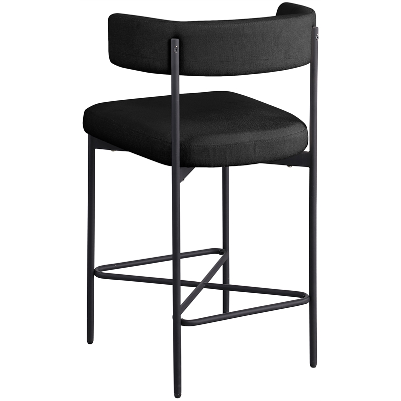 Meridian Furniture Rivage Black Durable Linen Textured Fabric Stool (Set of 2)