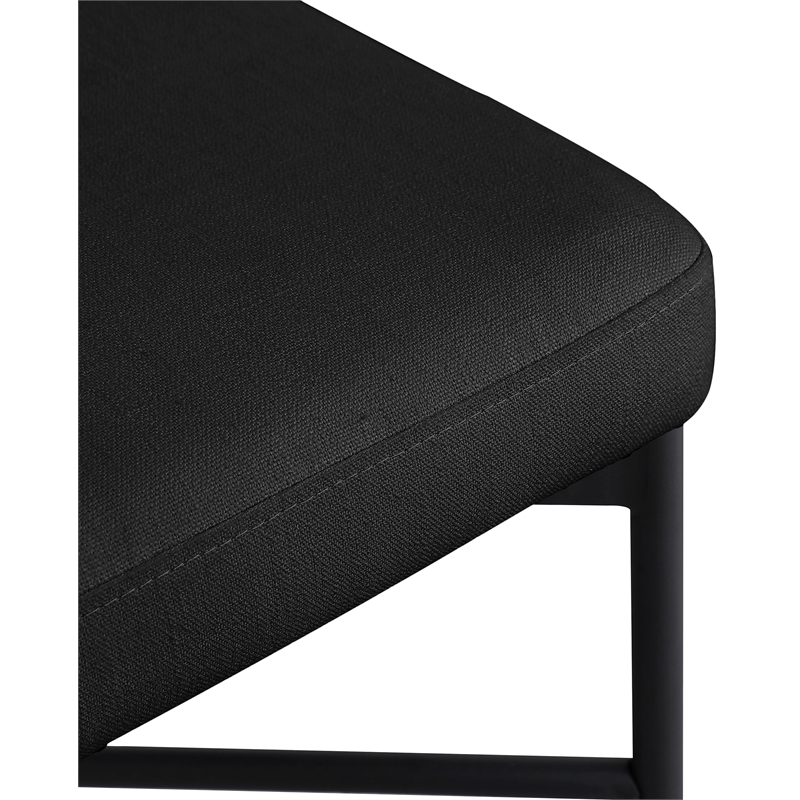 Meridian Furniture Rivage Black Durable Linen Textured Fabric Stool (Set of 2)