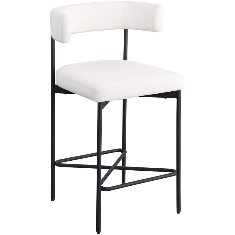 Meridian Furniture Rivage Cream Durable Linen Textured Fabric Stool (Set of 2)