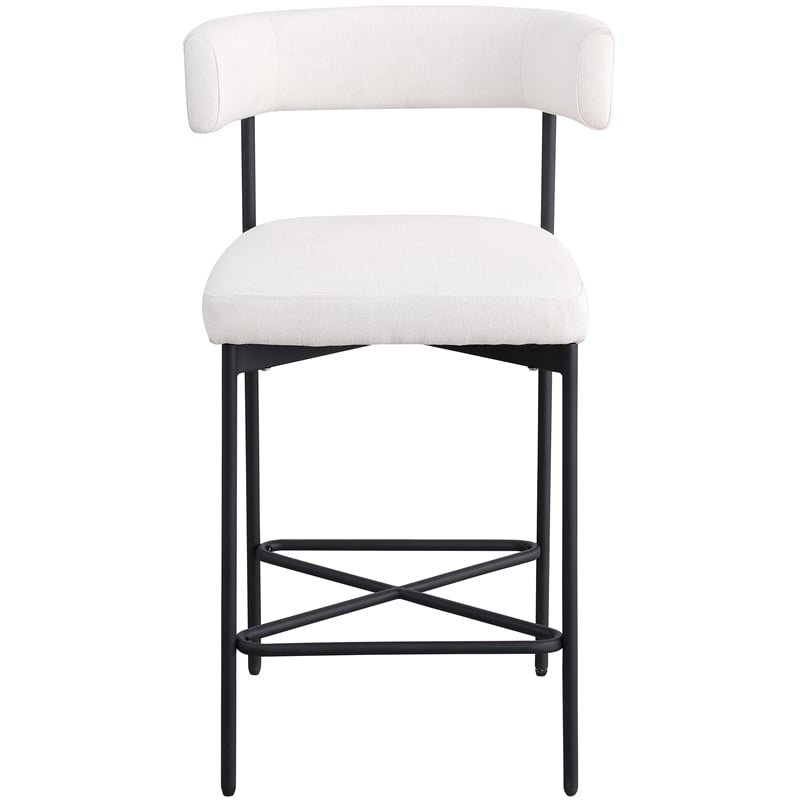 Meridian Furniture Rivage Cream Durable Linen Textured Fabric Stool (Set of 2)