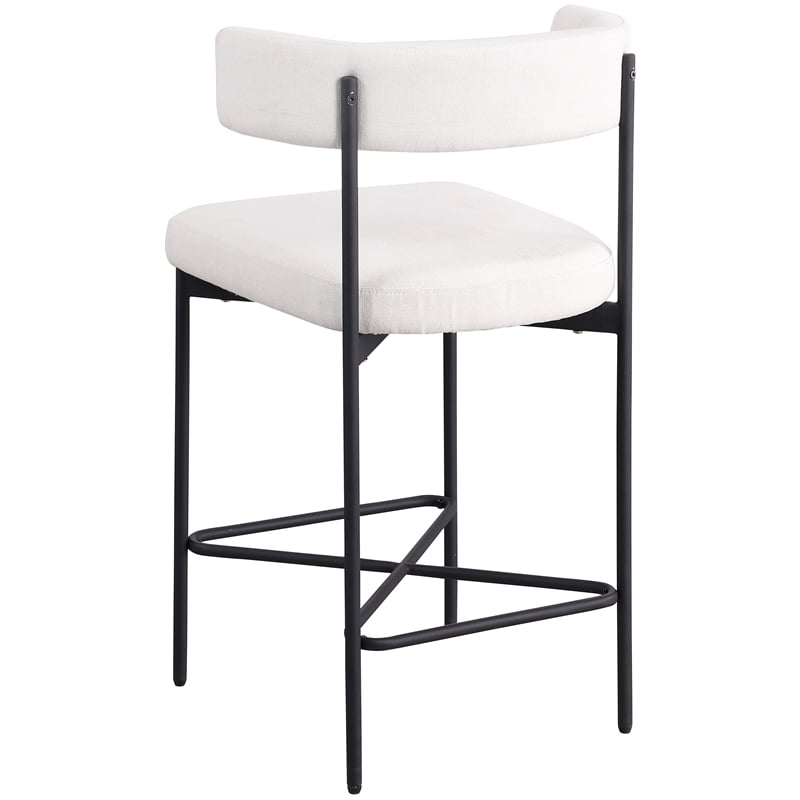 Meridian Furniture Rivage Cream Durable Linen Textured Fabric Stool (Set of 2)