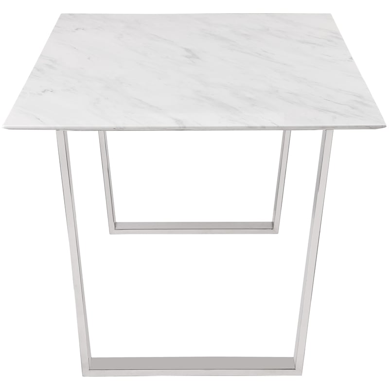 Meridian Furniture Carlton Stone With White Marble Veneer Top Dining Table