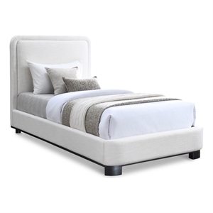 Meridian Furniture Nolita Cream Linen Textured Fabric Twin Bed