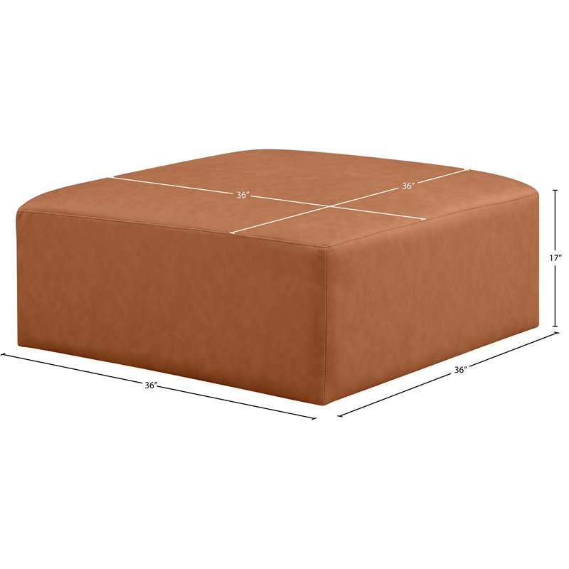 Meridian Furniture Cube Cognac Vegan Leather Ottoman