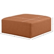 Meridian Furniture Cube Cognac Vegan Leather Ottoman