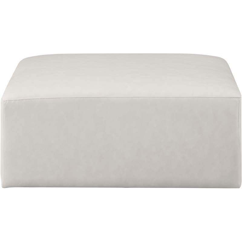 Meridian Furniture Cube Cream Vegan Leather Ottoman